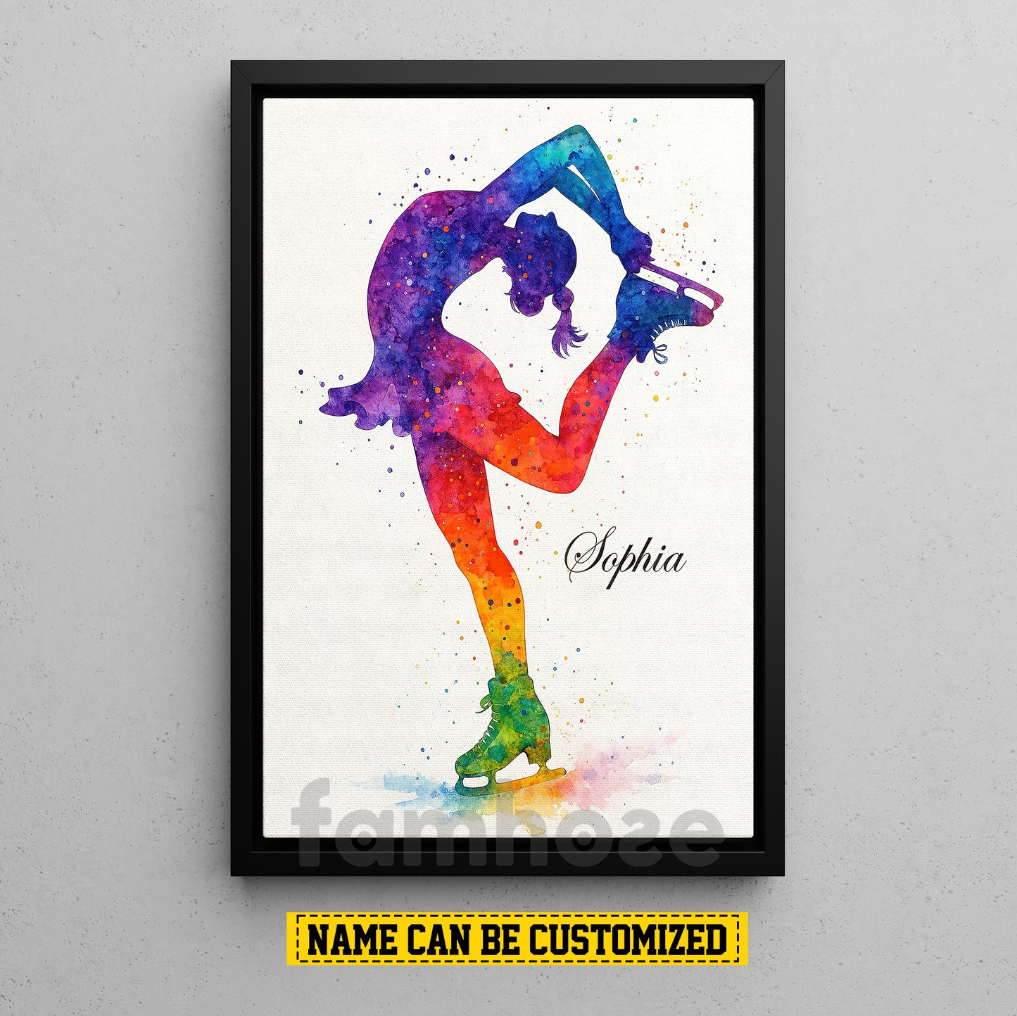 Personalized Ice Skating Canvas Painting, Figure Skater Wall Art Decor, Poster Gift For Ice Skating Lovers