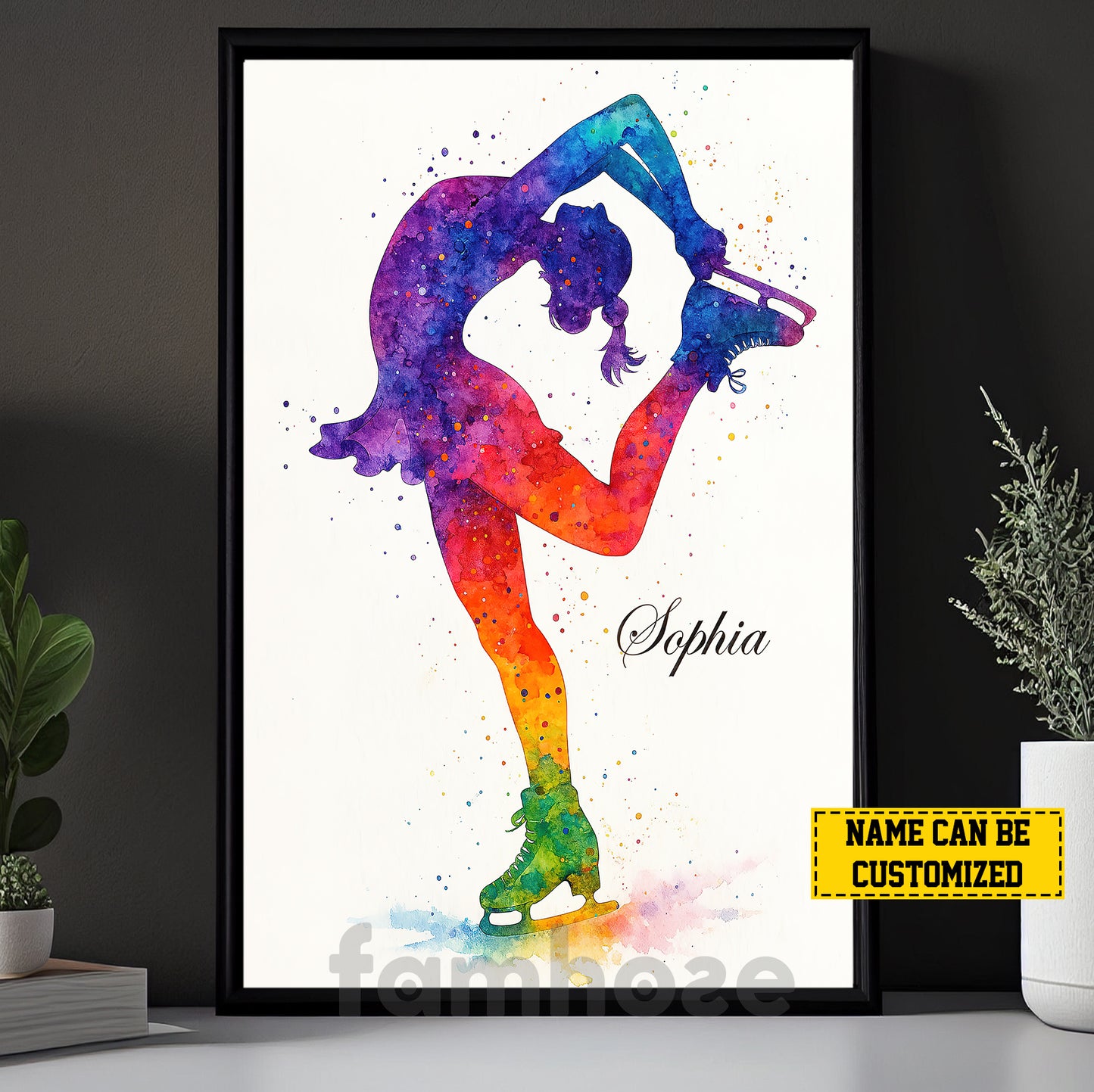 Personalized Ice Skating Canvas Painting, Figure Skater Wall Art Decor, Poster Gift For Ice Skating Lovers
