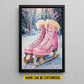 Personalized Ice Skating Canvas Painting, Pink Ice Skates Wall Art Decor, Poster Gift For Ice Skating Lovers