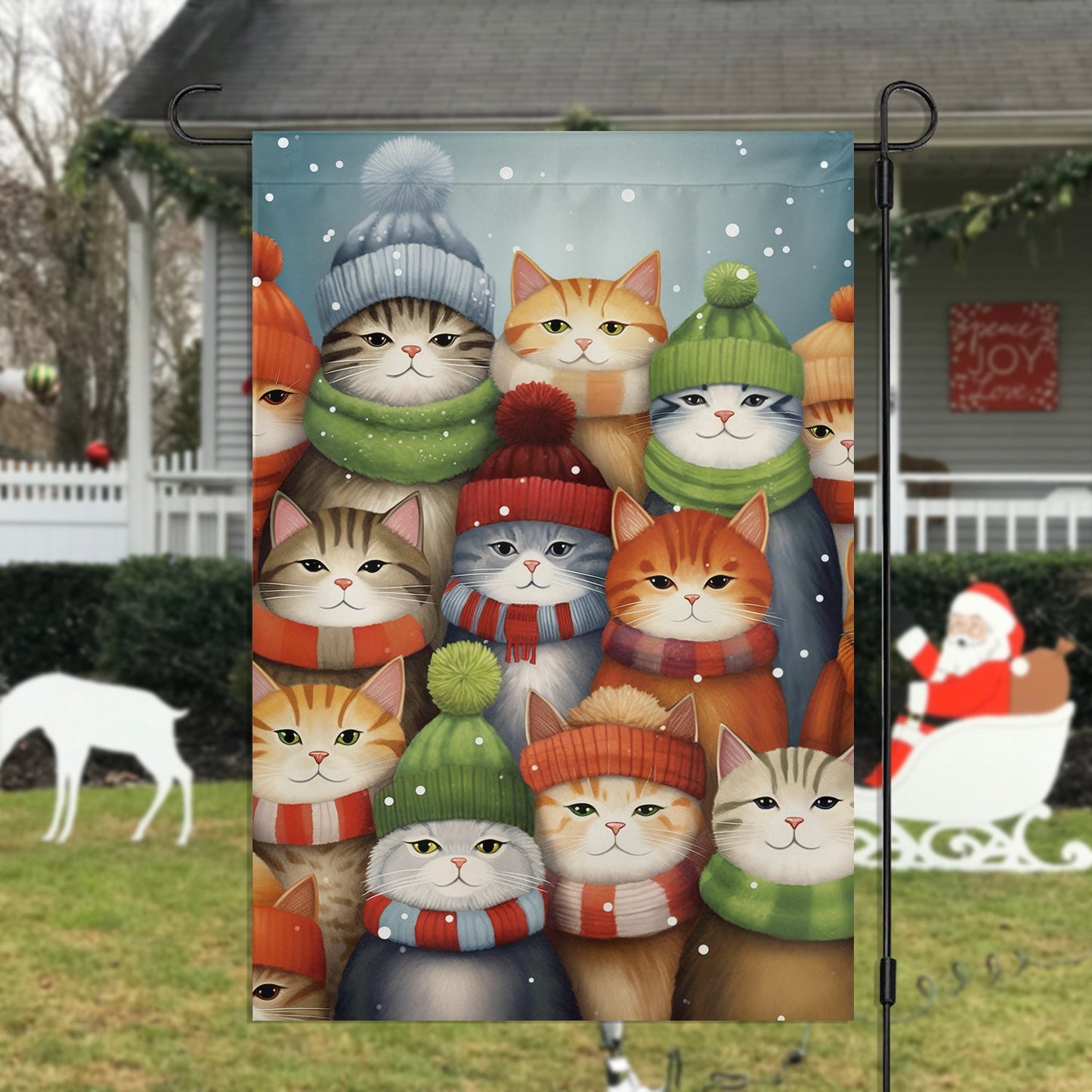 We Are One We Are Family Cute Cats Together, Christmas Garden Flag - House Flag, Christmas Flag Gift For Cat Lovers, Cat Owners