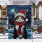 Cat Wearing Scarf On The Moon, Christmas Garden Flag - House Flag, Christmas Flag Gift For Cat Lovers, Cat Owners