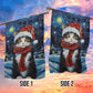 Cat Wearing Scarf On The Moon, Christmas Garden Flag - House Flag, Christmas Flag Gift For Cat Lovers, Cat Owners