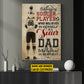 Personalized Soccer Dad Daughter Canvas Painting, Behind Every Soccer Player Sports Wall Art Decor, Poster Father's Day Gift For Soccer Lovers