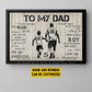 Personalized Soccer Dad Son Canvas Painting, To My Dad I Know It's Not Easy Sport Wall Art Decor, Poster Father's Day Gift For Soccer Lovers