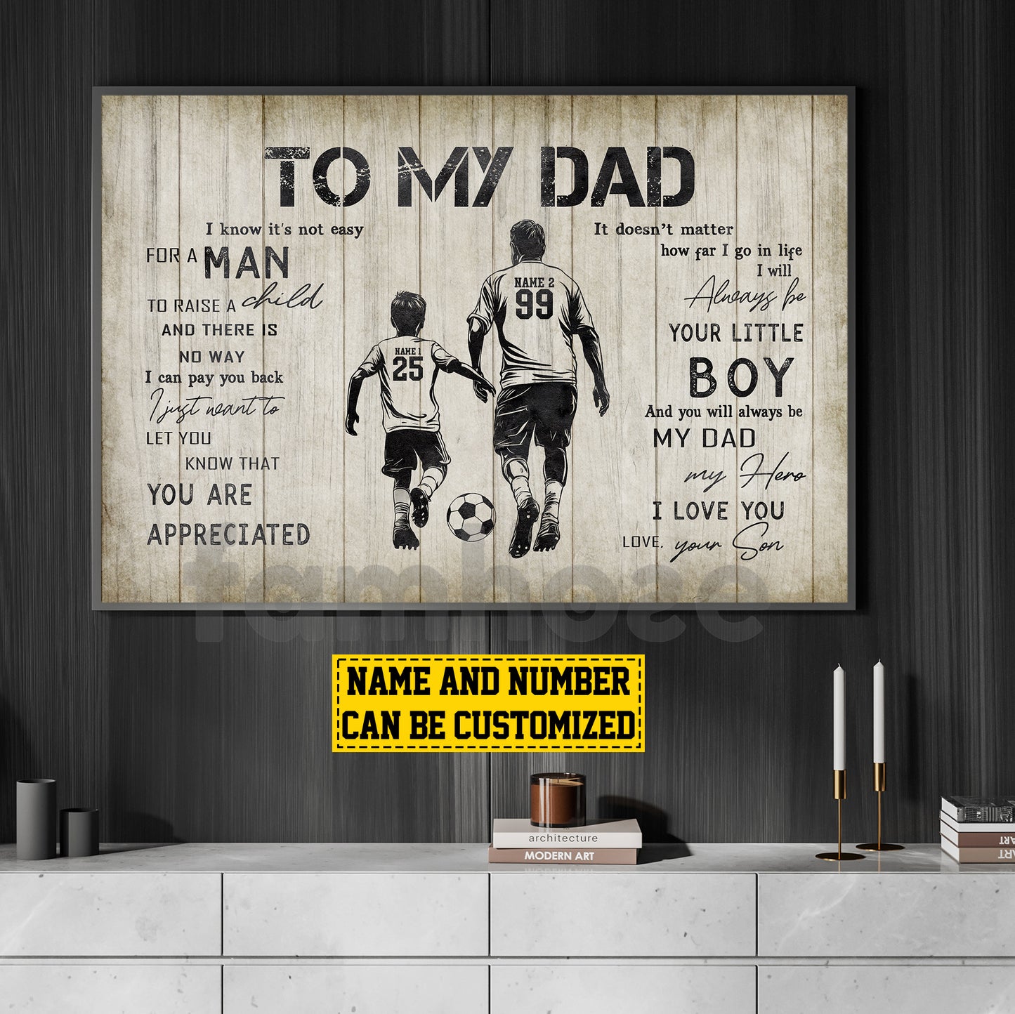Personalized Soccer Dad Son Canvas Painting, To My Dad I Know It's Not Easy Sport Wall Art Decor, Poster Father's Day Gift For Soccer Lovers