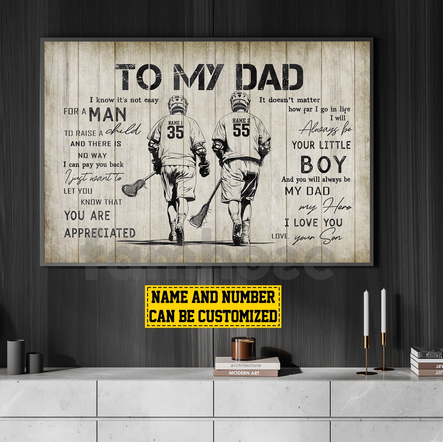 Personalized Lacrosse Dad Son Canvas Painting, To My Dad I Know It's Not Easy Sport Wall Art Decor, Poster Father's Day Gift For Lacrosse Lovers