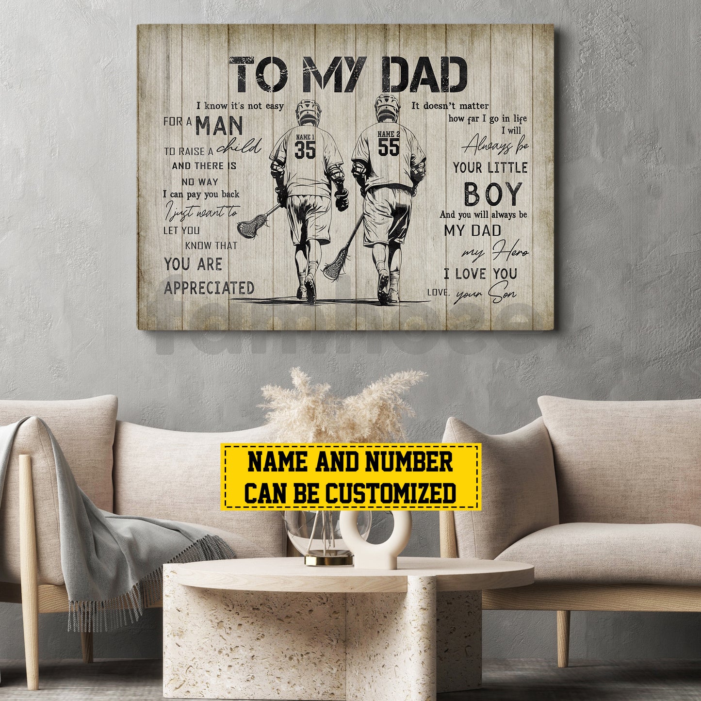 Personalized Lacrosse Dad Son Canvas Painting, To My Dad I Know It's Not Easy Sport Wall Art Decor, Poster Father's Day Gift For Lacrosse Lovers