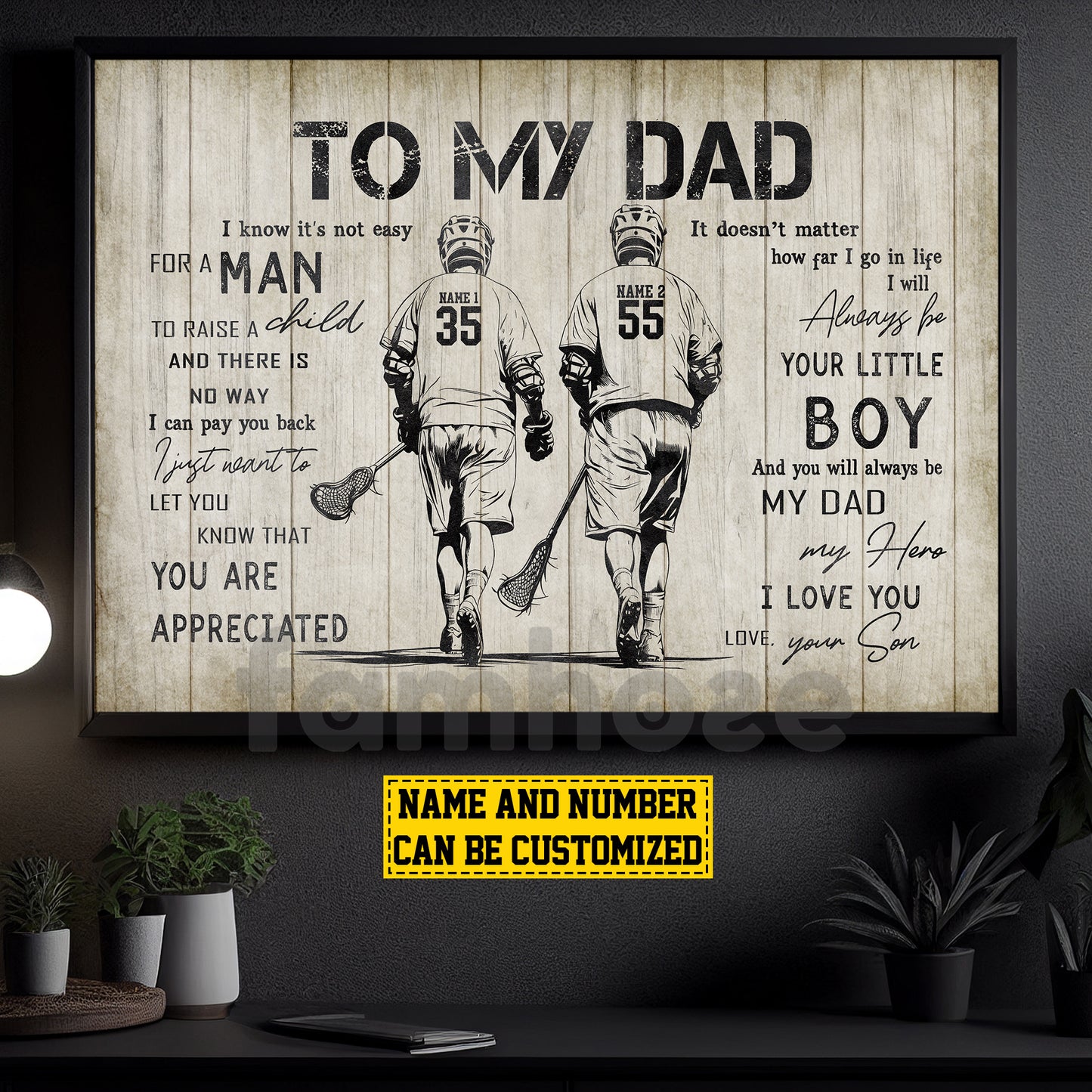Personalized Lacrosse Dad Son Canvas Painting, To My Dad I Know It's Not Easy Sport Wall Art Decor, Poster Father's Day Gift For Lacrosse Lovers