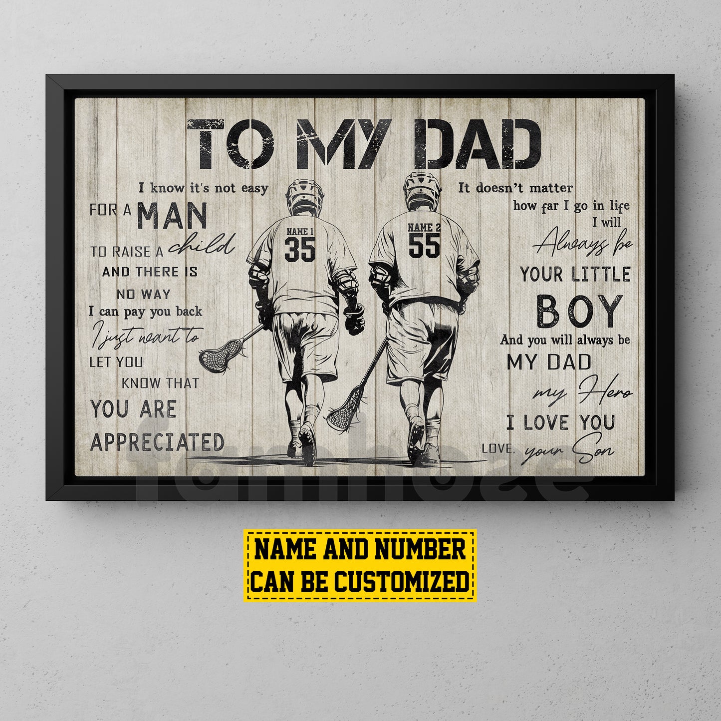 Personalized Lacrosse Dad Son Canvas Painting, To My Dad I Know It's Not Easy Sport Wall Art Decor, Poster Father's Day Gift For Lacrosse Lovers