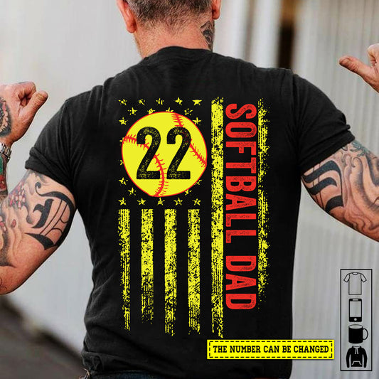 Back Version Personalized Softball T-shirt, Gift For Softball Lovers, Softball Tees, Softball Dad