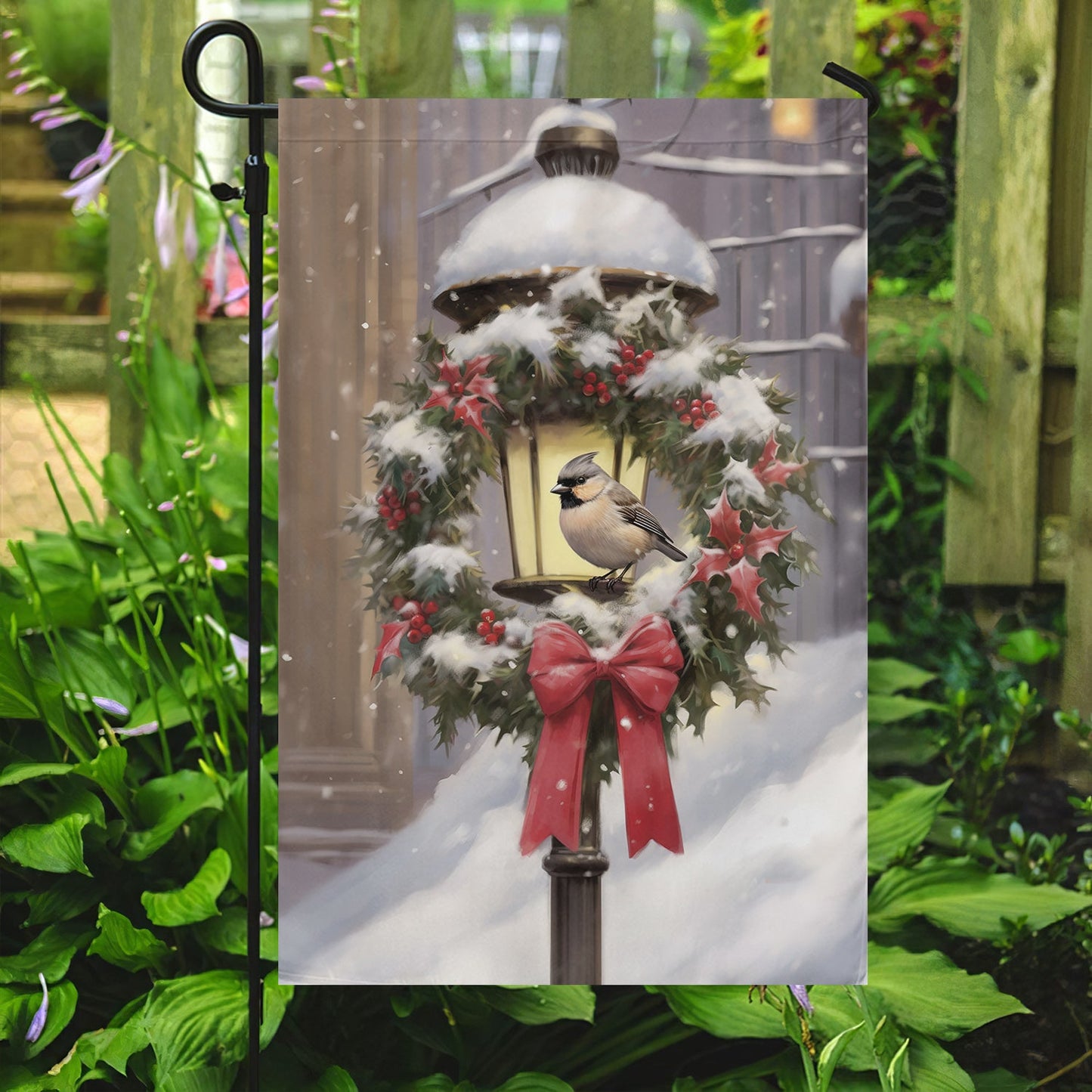 A Bird's Refuge Amidst Snowfall, Christmas Garden Flag - House Flag, Christmas Flag Gift For Bird Lovers, Bird Flag