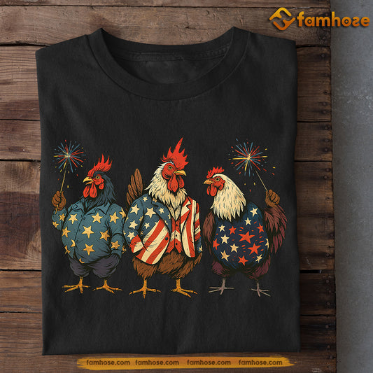 Funny July 4th Day Chicken T-shirt, Patriotic Party Chickens Gift For Chicken Lovers, Farmer Tees