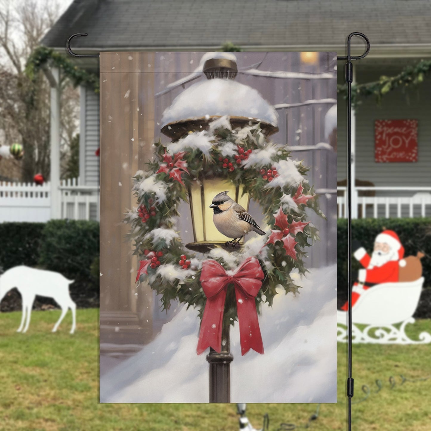 A Bird's Refuge Amidst Snowfall, Christmas Garden Flag - House Flag, Christmas Flag Gift For Bird Lovers, Bird Flag