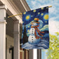 Starry Night Snowman A Whimsical Winter Celebration, Christmas Garden Flag - House Flag, Christmas Flag Gift For Snowman Lovers, Snowman Flag