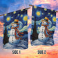 Starry Night Snowman A Whimsical Winter Celebration, Christmas Garden Flag - House Flag, Christmas Flag Gift For Snowman Lovers, Snowman Flag