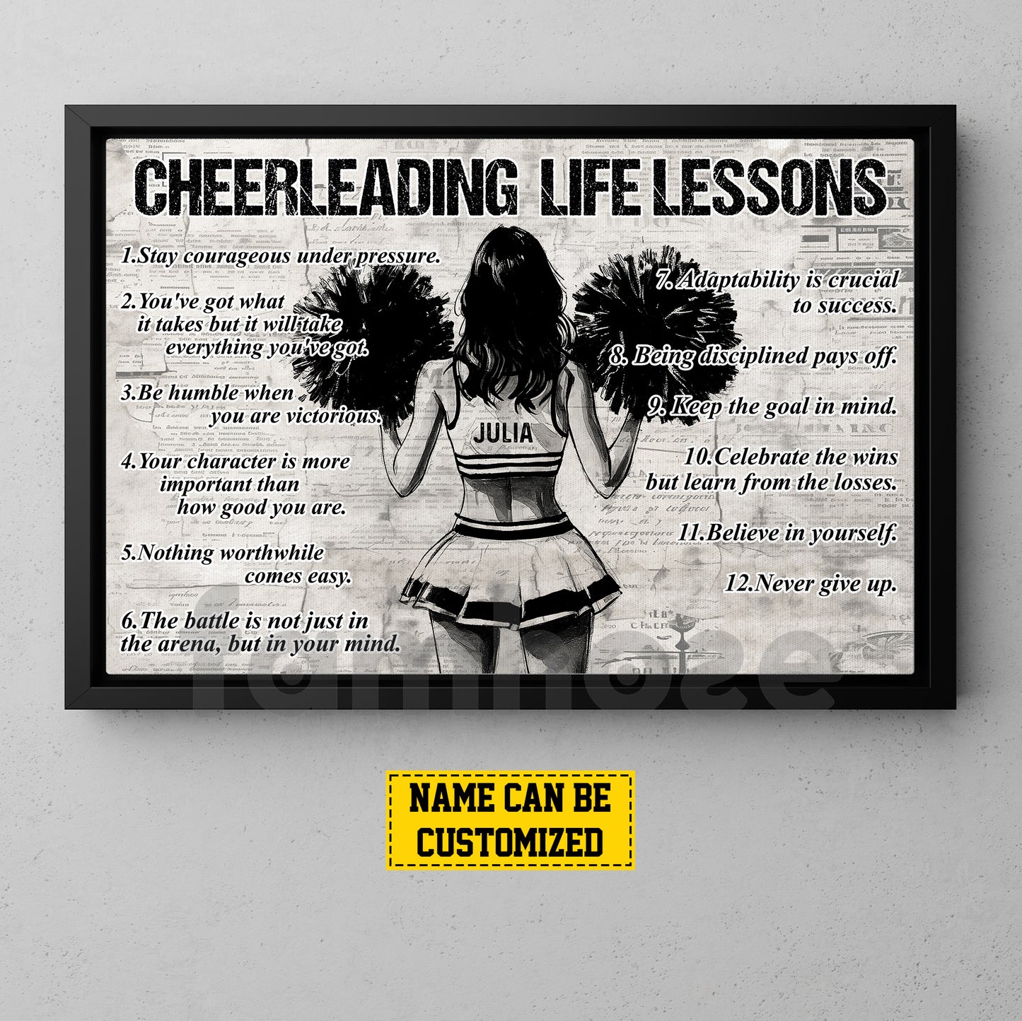 Motivational Personalized Cheerleading Girl Canvas Painting, Golf Life Lessons Sports Wall Art Decor, Poster Gift For Cheerleading Lovers