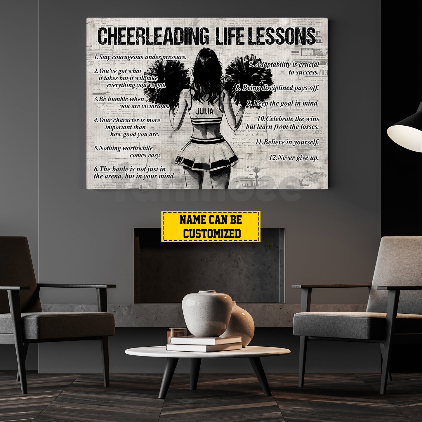 Motivational Personalized Cheerleading Girl Canvas Painting, Golf Life Lessons Sports Wall Art Decor, Poster Gift For Cheerleading Lovers