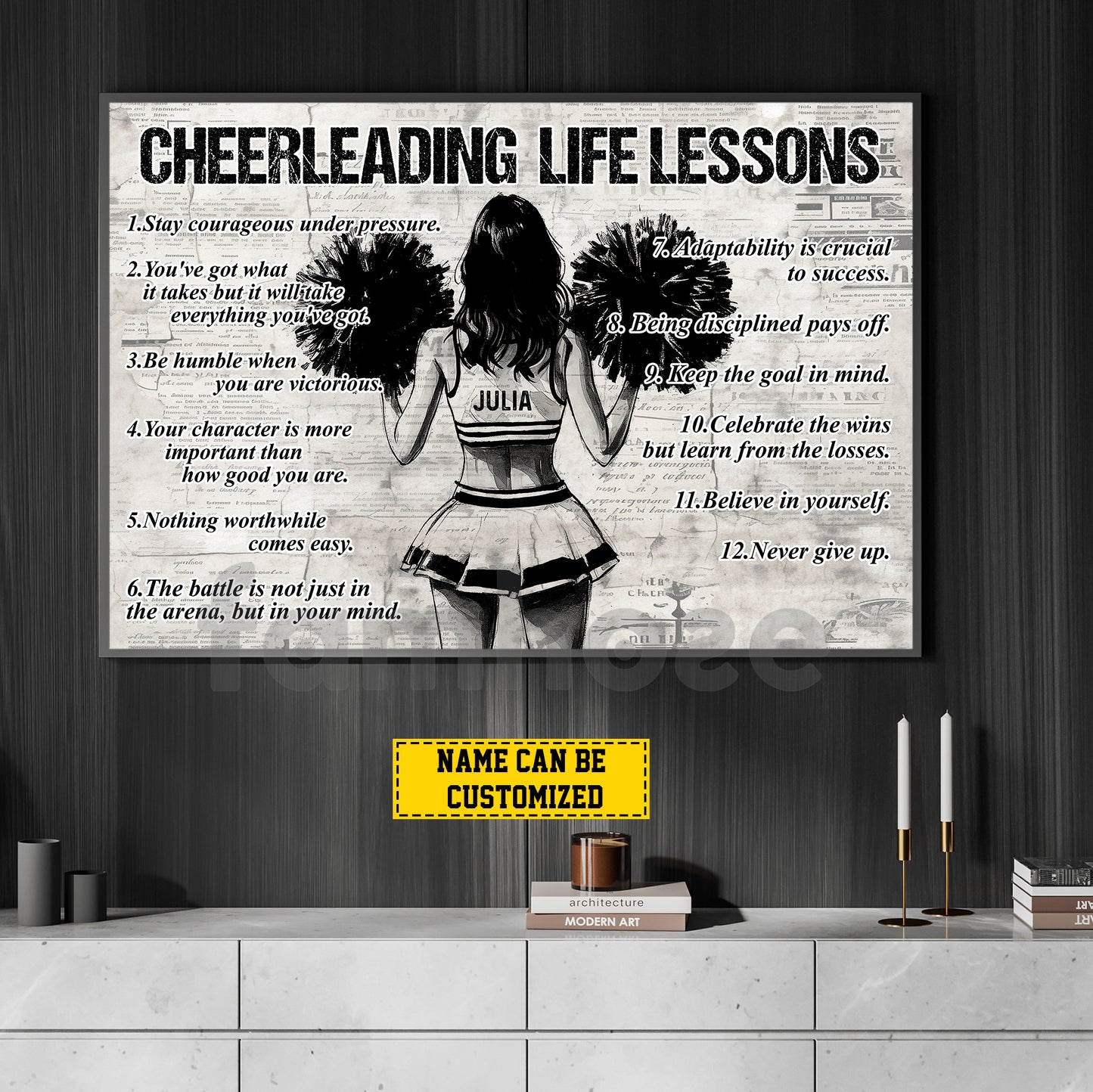 Motivational Personalized Cheerleading Girl Canvas Painting, Golf Life Lessons Sports Wall Art Decor, Poster Gift For Cheerleading Lovers