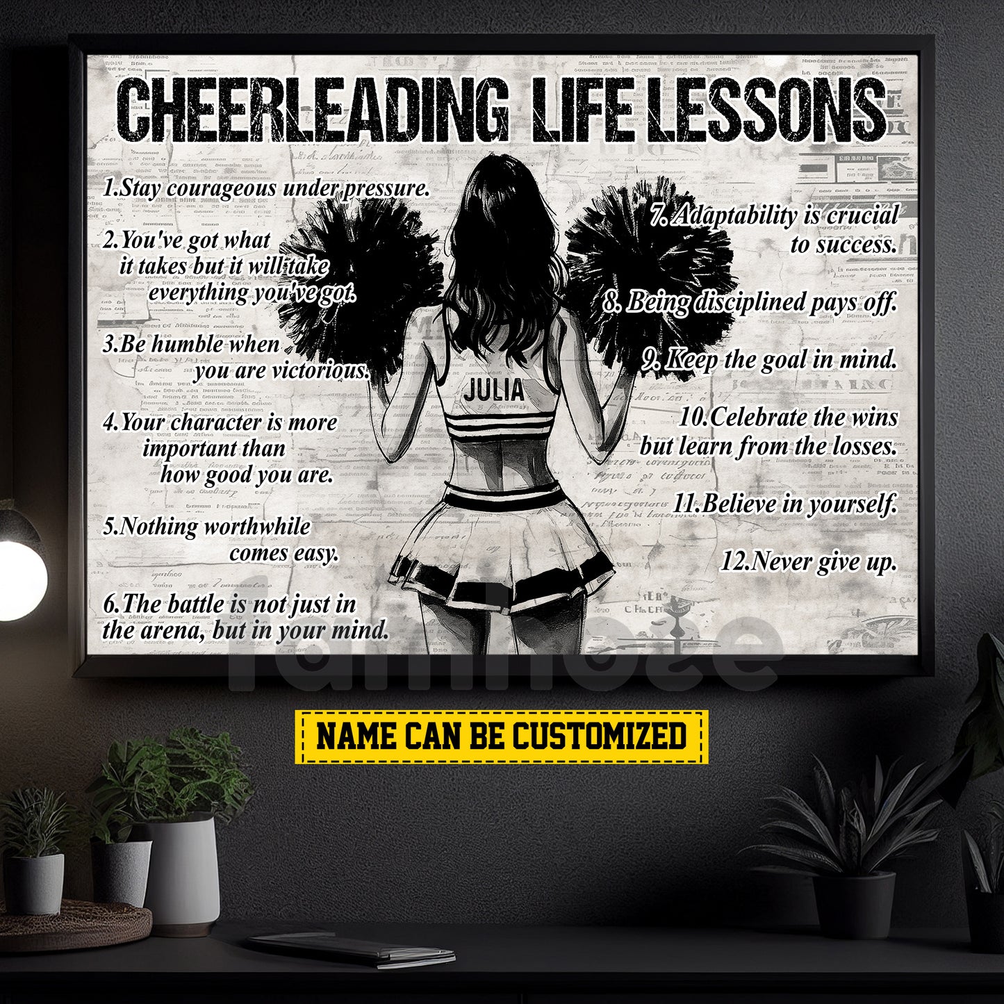 Motivational Personalized Cheerleading Girl Canvas Painting, Golf Life Lessons Sports Wall Art Decor, Poster Gift For Cheerleading Lovers