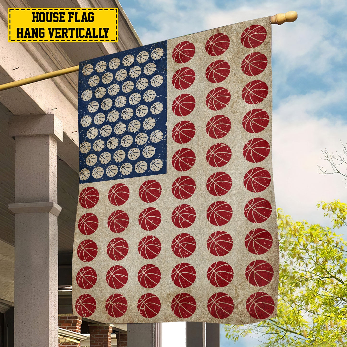 July 4th Basketball American Garden Flag House Flag, Independence Day Patriotic Basketball USA Yard Flag Gift For Basketball Lovers