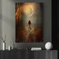 Halloween Canvas Painting, Girl Walks On The Path To The Moon Spooky Season Wall Art Decor, Halloween Poster Gift