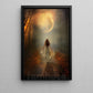 Halloween Canvas Painting, Girl Walks On The Path To The Moon Spooky Season Wall Art Decor, Halloween Poster Gift