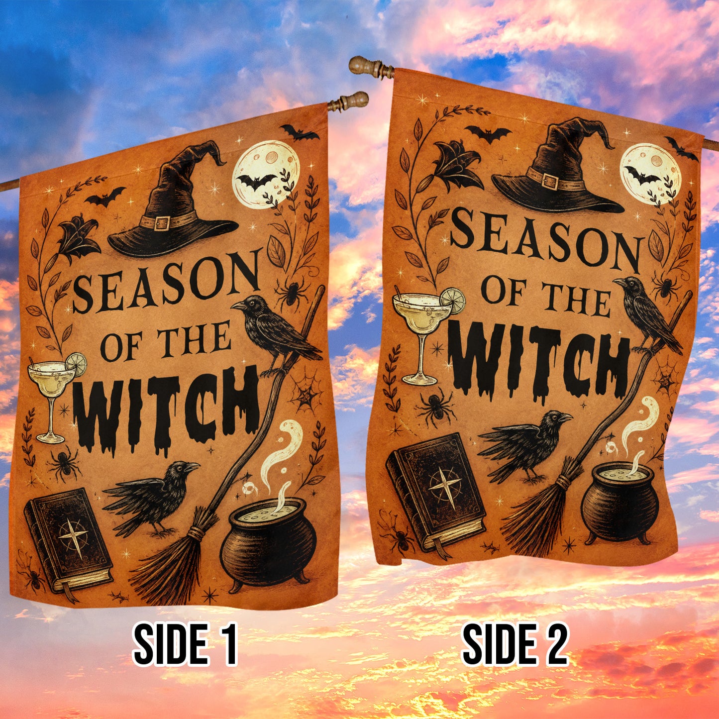 Halloween Witch Garden & House Flag, Season Of The Witch Yard Flag Spooky Season Gift For Witch Lover