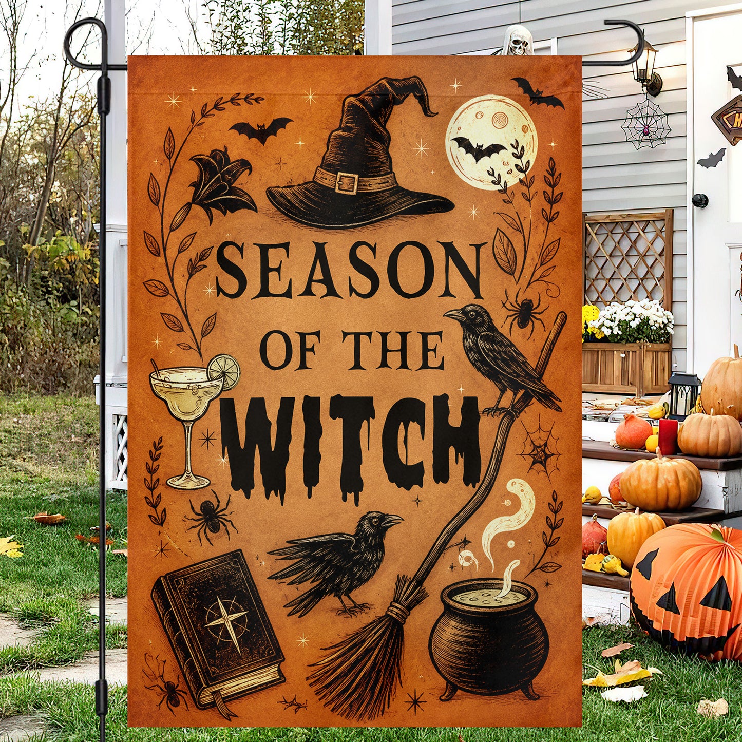 Halloween Witch Garden & House Flag, Season Of The Witch Yard Flag Spooky Season Gift For Witch Lover