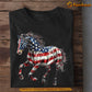 Horse T-shirt, Bold American Horse Tees July 4th Day Gift For Horse Lovers