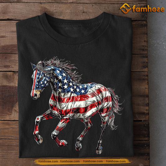 Horse T-shirt, Bold American Horse Tees July 4th Day Gift For Horse Lovers