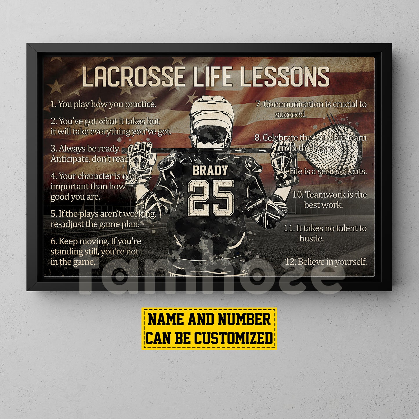 Personalized Motivational Lacrosse Boy Canvas Painting, Lacrosse Life Lessons, Inspirational Quotes Wall Art Decor, Poster Gift For Lacrosse Lovers