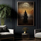 Mystical Witch Under The Moon Light Vintage Gothic Canvas Art Print - Dark Surreal Mythical Witch Halloween Poster Gift For Decorating Your Home