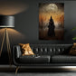 Mystical Witch Under The Moon Light Vintage Gothic Canvas Art Print - Dark Surreal Mythical Witch Halloween Poster Gift For Decorating Your Home
