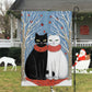 Couple Black And White Cat Together, Christmas Garden Flag - House Flag, Christmas Flag Gift For Cat Lovers, Cat Owners