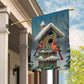 Cardinals At The Snow-Capped Birdhouse, Christmas Garden Flag - House Flag, Christmas Flag Gift For Bird Lovers, Bird Flag