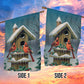 Cardinals At The Snow-Capped Birdhouse, Christmas Garden Flag - House Flag, Christmas Flag Gift For Bird Lovers, Bird Flag