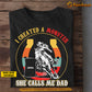 Funny Personalized Barrel Racing Dad Daughter T-shirt, I Created A Monster She Calls Me Dad Sport Tees Father's Day Gift For Barrel Racing Lovers