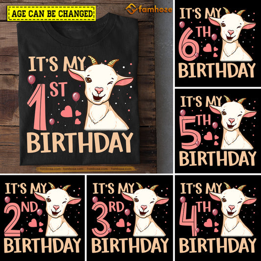 Cute Goat Birthday T-shirt, It's My Birthday Tees Gift For Kids Boys Girls Goat Lovers, Age Can Be Changed