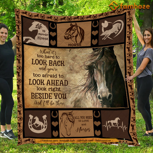 Horse Blanket, When It's Too Hard To Look Back Look Ahead Fleece Blanket - Sherpa Blanket Gift For Horse Lover