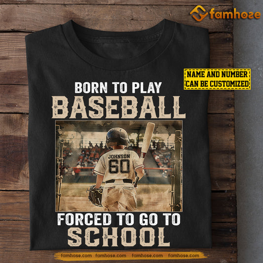 Personalized Back To School Baseball Boy T-shirt, Born To Play Baseball, Gift For Kids Baseball Lovers, Baseball Boy Players