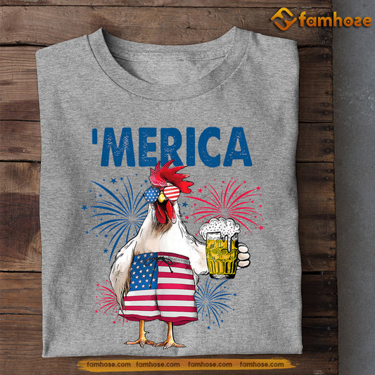 July 4th Funny Chicken T-shirt, Merica Cheer Up With Me, Independence Day Gift For Chicken Lovers, Chicken Patriotic Tees, Farmers