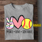 Personalized Softball T-shirt, Cute Peace Love Softball, Gift For Softball Lovers, Softball Players