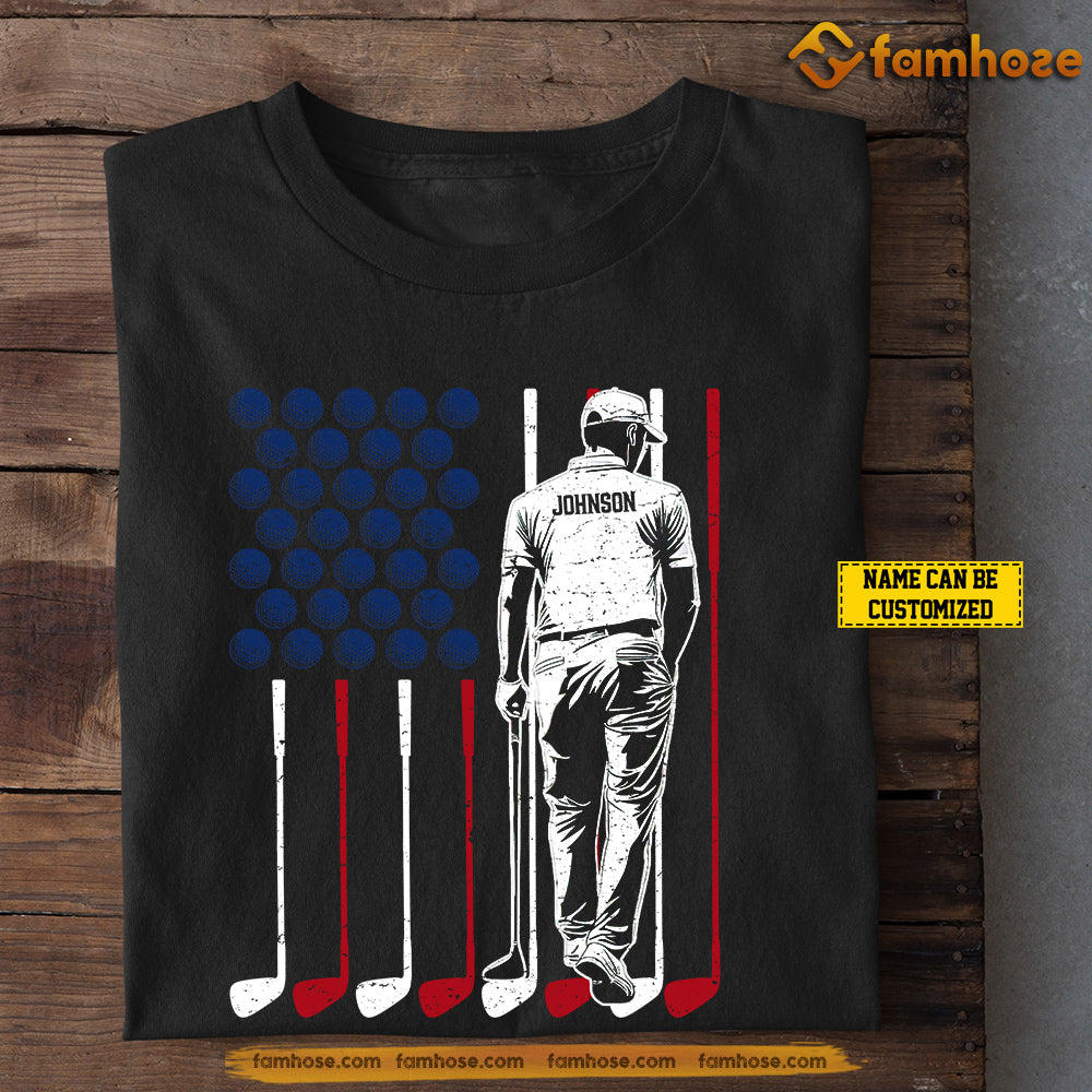 Personalized Golf Man July 4th T-shirt, American Flag Made Of Golf Tees Gift For Golf Lovers