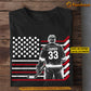 Personalized Hockey Man July 4th T-shirt, American Hockey Flag Sport Tees Gift For Hockey Lovers