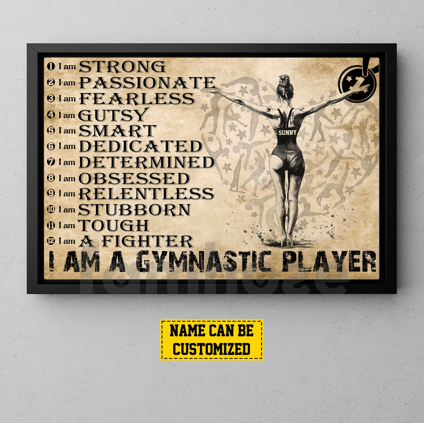 Motivational Personalized Gymnastic Girl Canvas Painting, I Am A Gymnastic Player Wall Art Decor, Poster Gift For Gymnastics Lovers