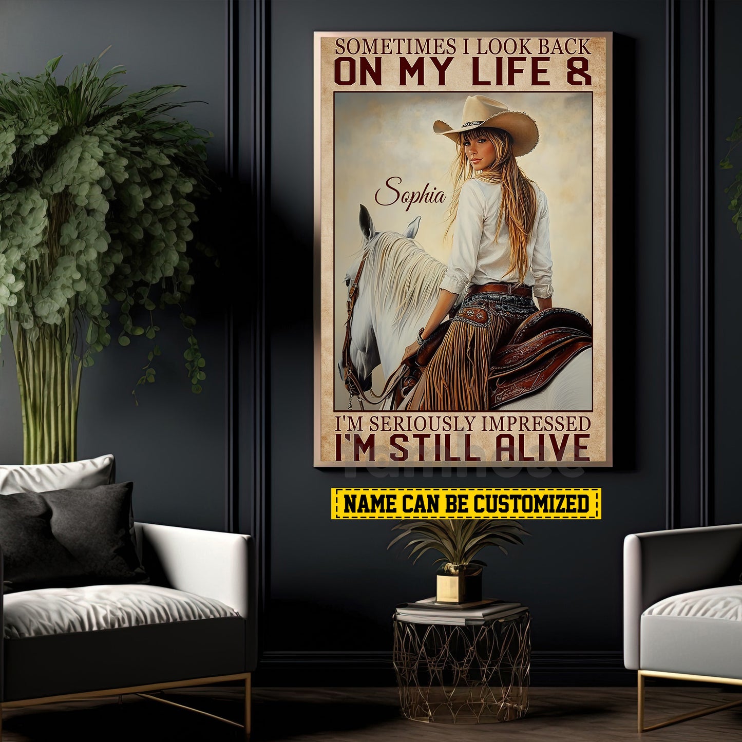Motivational Personalized Horse Riding Girl Canvas Painting, I'm Seriously Impressed I'm Still Alive Wall Art Decor, Poster Gift For Horse Girl