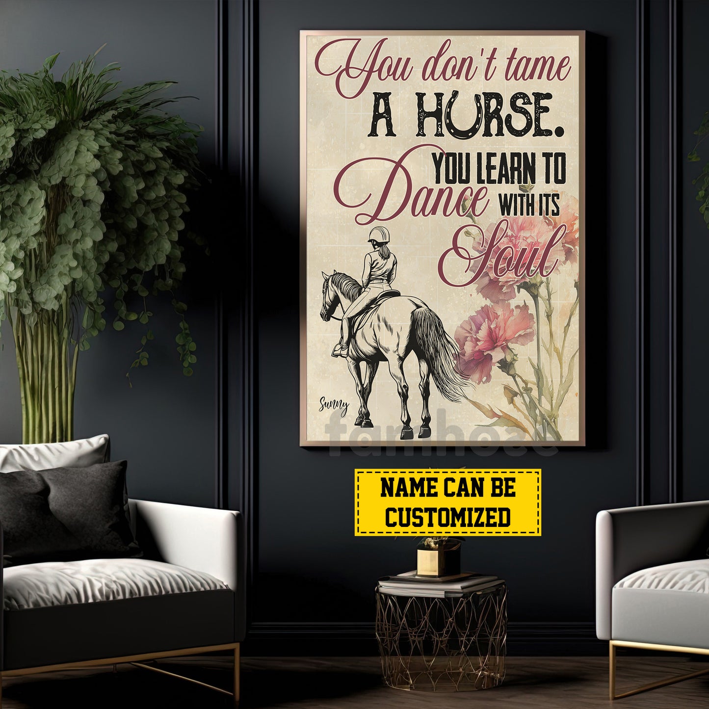 Personalized Horse Riding Girl Canvas Painting, You Don't Tame A Horse Inspirational Quote Wall Art Decor, Poster Gift For Horse Girl