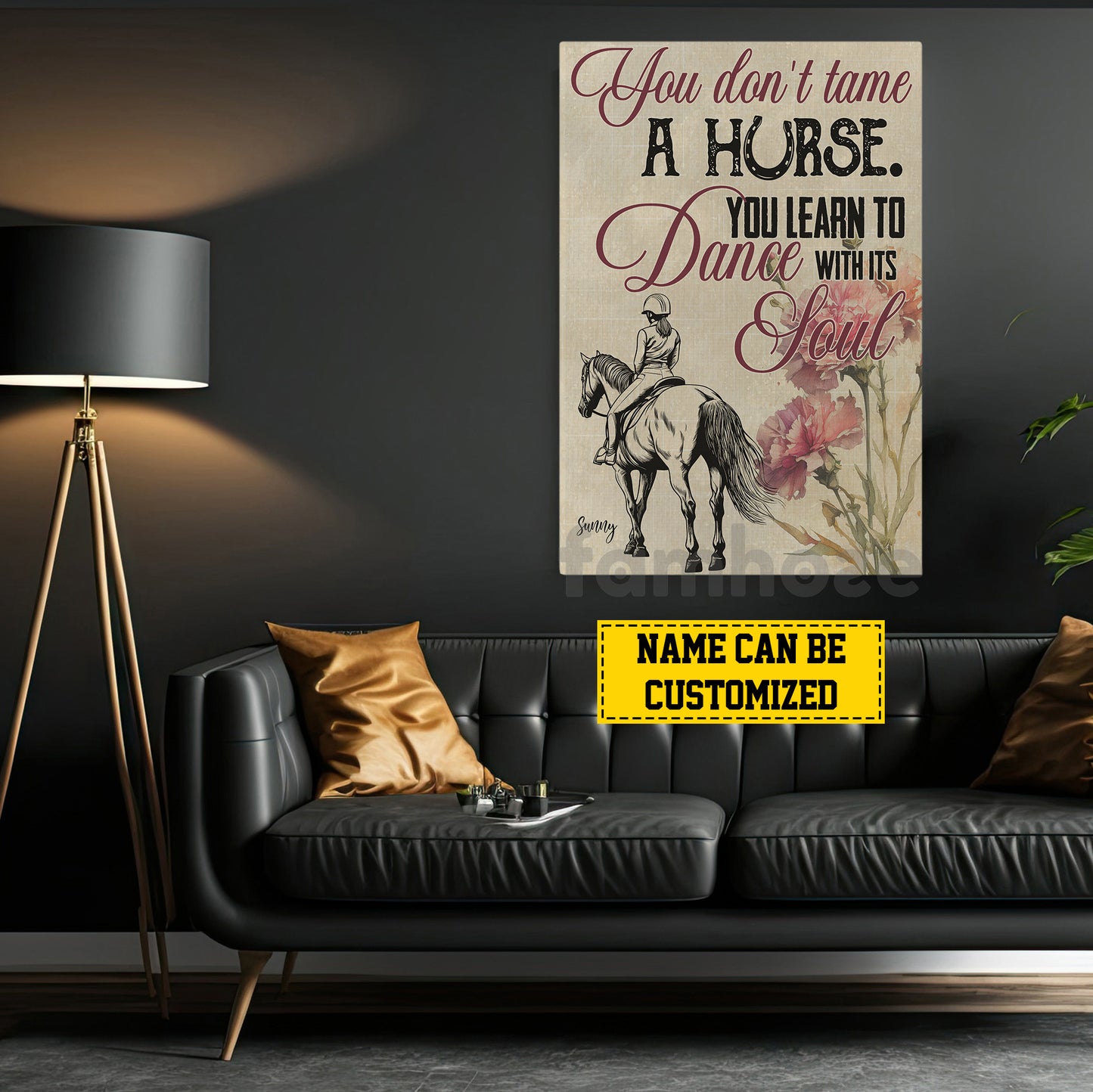 Personalized Horse Riding Girl Canvas Painting, You Don't Tame A Horse Inspirational Quote Wall Art Decor, Poster Gift For Horse Girl