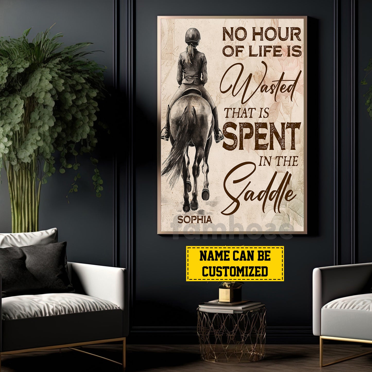 Personalized Horse Riding Girl Canvas Painting, No Hour Of Life Is Wasted Wall Art Decor, Poster Gift For Horse Girl