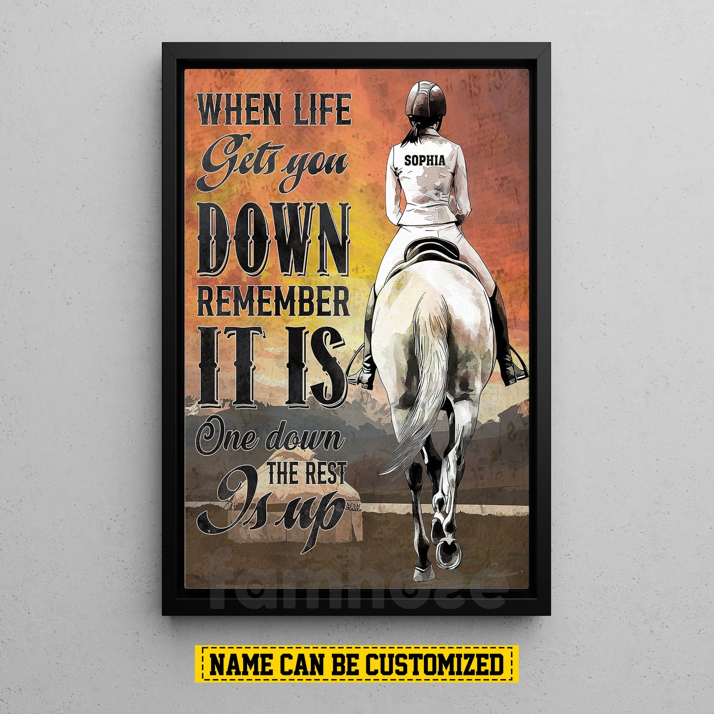 Personalized Horse Girl Riding Canvas Painting, When Life Gets You Down Wall Art Decor, Poster Gift For Horse Girl